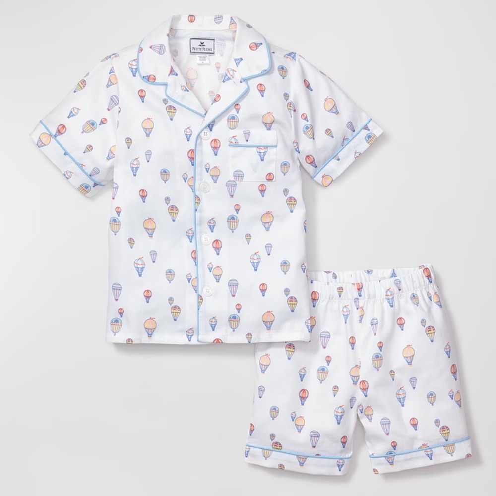 Petite Plume Bonne Voyage Classic Short Set Hot Air Balloon Pajamas Size 10 NEW
